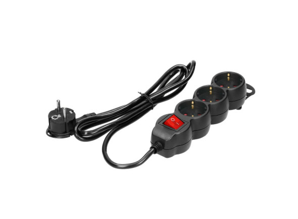 Orno Extensão Eléctrica 3 Vias Shucko 5mt c/ Interruptor - Preto Orno Extensão Eléctrica 3 Vias Shucko 5mt c/ Interruptor - Preto